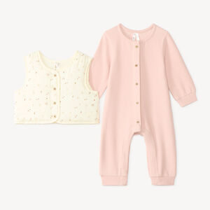 Ensemble 2 pièces combinaison et gilet sans manches motifs fantaisie 