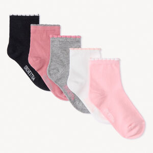 Lot de 5 paires de chaussettes unies festonnées pour fille 