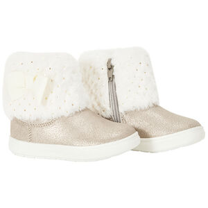 Bottines avec fausse fourrure et noeud pour bébé fille 