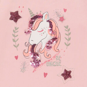 T-shirt manches longues à print et sequins pour fille 