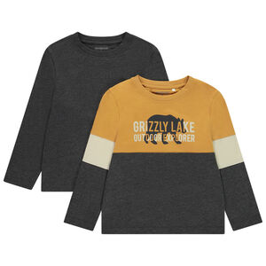 Lot de 2 t-shirts manches longues effet color block pour garçon 