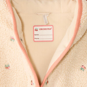 Manteau en sherpa bébé fille broderies fruits 