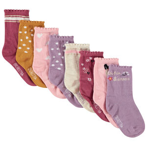 Lot de 8 paires de chaussettes colorées et imprimées pour bébé fille 