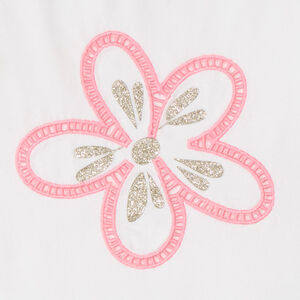 T-shirt manches courtes à fleur brodée et ajourée pour fille 