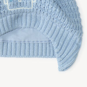 Bonnet naissance en tricot broderie robot 