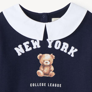 Sweat fille avec col Claudine print nounours 