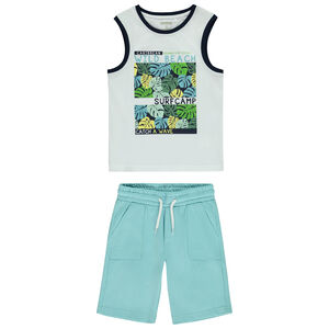 Ensemble débardeur fantaisie + short uni en molleton garçon 