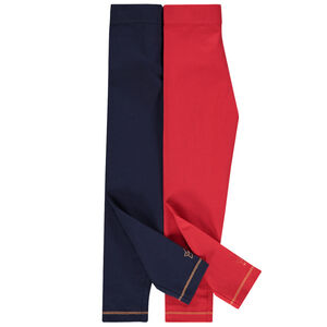 Lot de 2 leggings unis à surpiqûres pour filles 