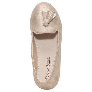 Ballerines dorées style mocassins avec pompon 