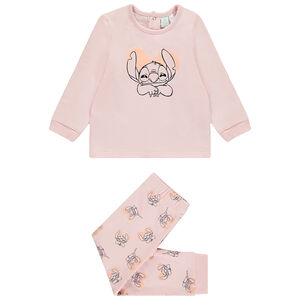 Pyjama 2 pièces en molleton Stitch Disney pour bébé fille avec finitions différentes selon l'âge 