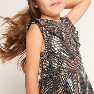 Robe de fête en tissu fantaisie argenté pour fille  