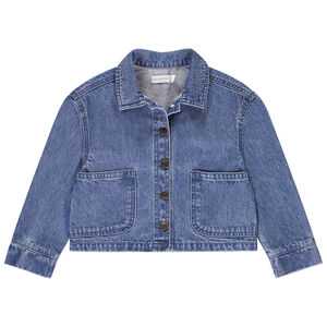 Veste en jean à grandes poches plaquées pour fille  