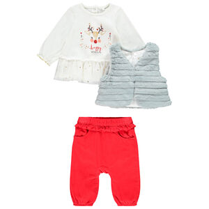 Ensemble 3 pièces esprit Noël pour bébé fille  