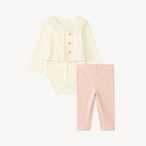 Ensemble 2 pièces bébé fille body effet gilet et legging 