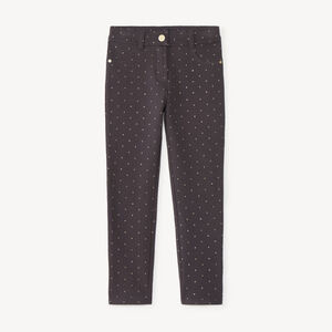 Pantalon skinny imprimé pois pailletés fille 