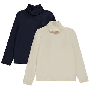 Lot de 2 sous-pulls col roulé avec puff print skull pour garçon 