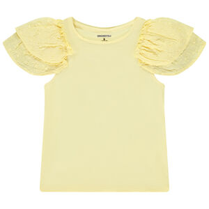 T-shirt manches courtes brodées et volantées pour fille 