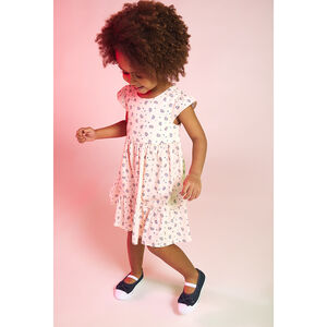 Robe manches courtes en popeline avec dos fantaisie pour bébé fille 