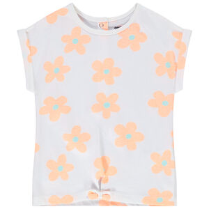 T-shirt manches courtes effet noué imprimé fleurs pour bébé fille 