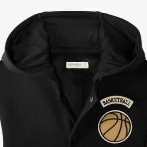 Veste teddy à capuche garçon broderie basket 