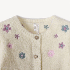 Gilet en tricot à fleurs brodées pour bébé fille 