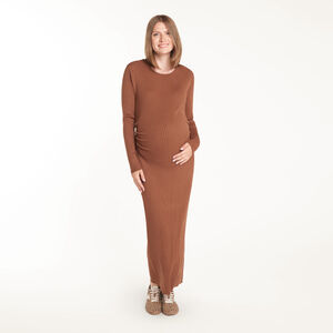 Robe longue de maternité en maille côtelée 