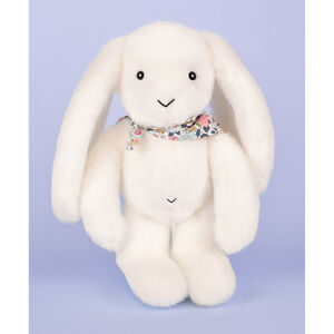 Peluche Lapin Fleurette 25cm Blanc 