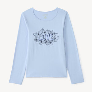 T-shirt manches longues fille print à sequins fantaisie 