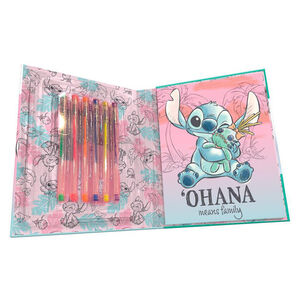 Coffret carnet + 6 stylos gel Stitch 