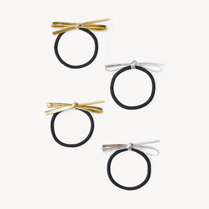 Lot de 4 élastiques avec nœuds en similicuir pour fille   