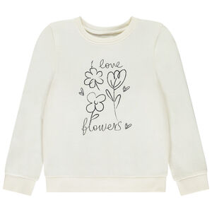 Sweat molleton print fleurs pour fille 