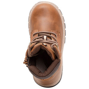 Bottillons effet cuir cognac à lacets et zip 