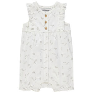 Combinaison courte en coton imprimée plumes 