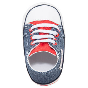 Baskets montantes en toile effet jeans avec patch drapeau 