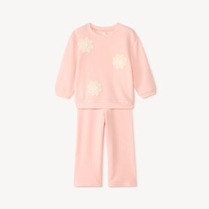 Ensemble de jogging oversize avec fleurs en crochet pour bébé fille 