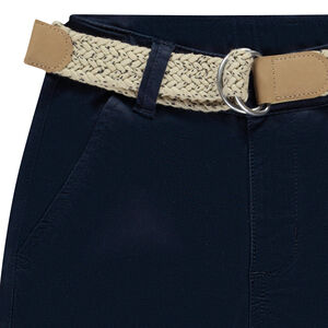 Pantalon chino uni avec ceinture tressée pour garçon 