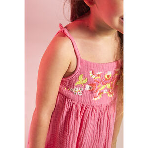 Robe à bretelles avec broderie florale pour bébé fille 