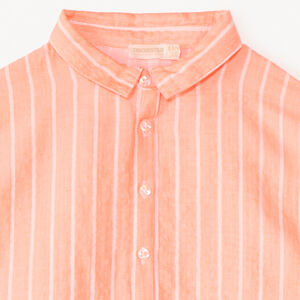 Chemise manches courtes en toile à rayures pour fille 