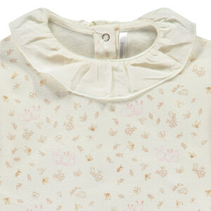 Ensemble pull à col volanté + bas imprimé fantaisie pour bébé fille 