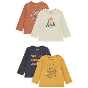 Lot de 4 t-shirts manches longues printés pour bébé garçon 