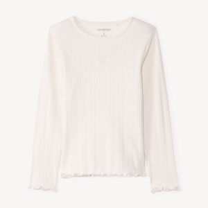 T-shirt manches longues avec cœur brodé pour fille   