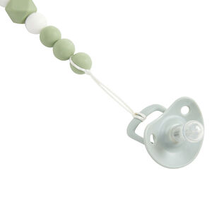 Attache-sucette en bois et silicone vert 