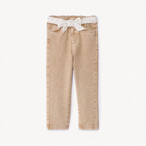 Jean effet délavé avec ceinture à nouer pour bébé fille 