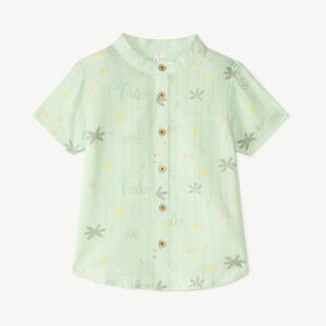 Chemise manches courtes col mao imprimé savane pour bébé garçon 