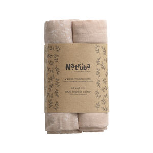 Pack de 2 langes en mousseline de coton Bio 65 x 65 cm powder 