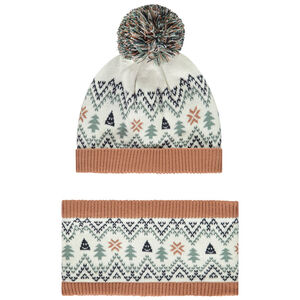 Set bonnet + snood en tricot jacquard Sapins pour bébé garçon 