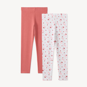 Lot 2 leggings uni et imprimé pour fille 