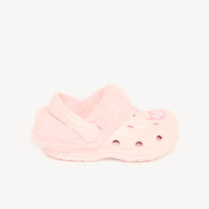 Chaussons babies fille style sabot à fausse fourrure et patch 