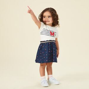 Robe manches courtes effet 2 en 1 motifs papillons pour bébé fille 