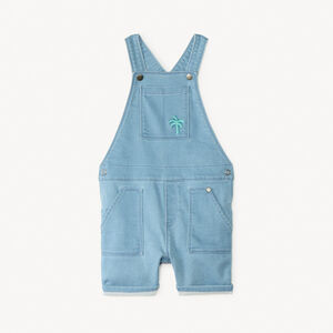 Salopette courte en jean style workwear avec broderie palmier pour bébé garçon 